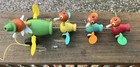 Vintage Fisher-price Gabby Goofies Wooden Duck Mom   Babies Pull Toy 1956  777