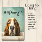 Basset Hound Sign Are You Pooping Metal Tin Bathroom Wall Art Dog Bath Funny