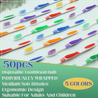 50 Pcs Toothbrush Bulk Disposable  Travel Toothbrushes Pack  Soft Bristle 