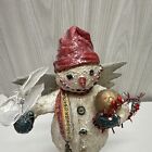 Paul Gordon Vintage Folk Art Primitive 13  Snowman W  Wreath    Wings