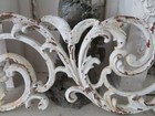 Fabulous Old Architectural Cast Iron Pediment Header Fragment Chippy White