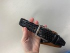 Johnston   Murphy Belt Men 32 Black Woven Italian Calfskin Leather Silver Buckle