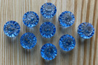 9 Matching Antique Vtg Blue Glass Ball Buttons Beads - 7 16    - Old Lot