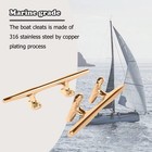 Brass Boat Cleats 6 Inch Copper Plated Open Base Mooring Handle 2 Pcs