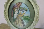 Vintage Hand Stitched Needlepoint Petite Point Tapestry 6  X 9  - 11 x13  Framed