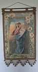 Lovely Big Antique Vtg Religious Mary   Jesus Art Nouveau Tapestry Wall Hanging