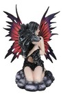 Large Gothic Fairy Goddess Artemis Holding Black Wolf Home Decor Figurine 13 h