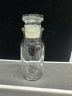 Vintage Clear Glass Apothecary Spice Jar W glass Stopper Made In Japan 4  Tall