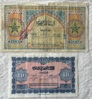 Lot Of 2 Morocco Wwii Banknotes - 1943 100 Francs   1944 10 Francs - Ea Wright