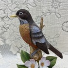 Vintage American Robin 9386 Andrea By Sadek Matte Bird Figurine With Wood Stand