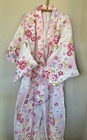 Japanese Yukata Kimono Robe Pink Floral 100  Cotton Yellow Obi Belt Free Size