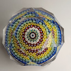 Whitefriars England Millefiori 1977 Faceted Glass Paperweight  read 