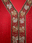 Vintage Beaded Jacket Laurence Kazar Xl Red Silk Rare Dress Coat Bows