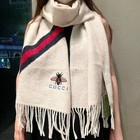 Scarf Gucci 100  Cashmere Wool Authentic Embroidered Bee Logo