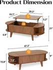 Oval Lift Top Coffee Table With Storage  47 2  Mid Century Modern Living Room