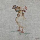 Stitch Painted Needlepoint Cowboy Bear Riding Goose Country Cottage Core 13 Poin
