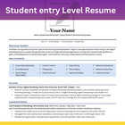 Entry Level Resume Template For Students   Ats Friendly Cv   First Job   Interns