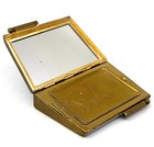 Purse Shaped Powder Compact 1940s Baby Blue Enamel Usa 3x2in Brass Wedge Vintage