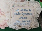 Two Nursery Baby Cross-stitched   Hand-made Decorative Pillows  minorly Flawed 