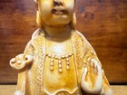 Vintage Chinese Carved Resin Statue Manjushri Bodhisattva Riding Lion Figurine