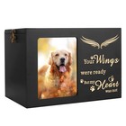 Large Wooden Pet Memorial Urn For Dog Or Cat Ashes - Cremation Box With Photo Fr
