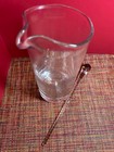 Vintage Clear Glass Martini Pitcher W stir Rod Cylinder Cocktail Barware