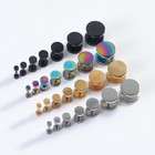 2pcs Women Men Hypoallergenic Stainless Steel Round Stud Earrings Screw Back