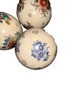 Set Of 3 Vintage Crackle Carpet Balls Orbs Porcelain   Orange Floral Gold Gilt