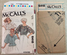 Mccalls 6418 Pullover Gathered Boho Peasant Blouse Pattern Sz Small 10-12 Uc Ff