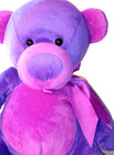 Vintage Teddy Bear Plush Purple With Bow Stuffed Animal Toy