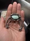 Vintage Navajo Sterling Silver Turquoise Naja Pendant Native American Squash 38g