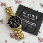 Bulova 98b406 Marine Star Black Dial Gold Strap Men s Quartz Watch 41 5mm