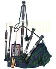 Black With Silver Mount Scottish Highland Bagpipe For Sale 300  Clan Tartans