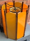 Vintage Mcm Acrylic Wood Hanging Light Fixture Swag Pendant Mid Century Modern