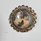 Antique 800 Silver Gilt Filigree Madonna And Child Portrait Brooch Pin Italian