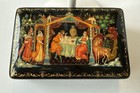 Vtg 1999 Russian Lacquer Hinged Trinket Box Hand-painted Mint W receipt