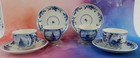 Set Of 4 Vintage Hand Painted Royal Delft Holland Small Cups   Saucers