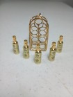 Vtg Miniature Dollhouse Brass Wine Rack With 5 Bottles 1 12 Scale