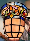 Vintage Stained Glass Lamp Shade     Tiffany Style Floral Leaded Glass Replacement