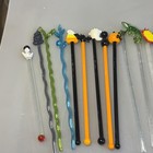 Blown Glass Cocktail Stirrers Lot 36 Multicolor Fish Flamingo Halloween Flower