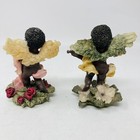 Vintage African American Angel Figurines Musical Violin   Drum Lot Of 2 Black