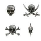 2pcs Antique Silver Skull Brooch Gothic Enamel Lapel Pins For Hat Backpack