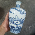 Nice Chinese Antique Collectable Art Hand Blue White Porcelain Figure Vase