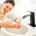 Black Widespread Bathroom Sink Faucet Basin 3 Hole Vanity Mixer Waterfall Tap