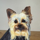 Vtg Painted Wooden Carved Yorkshire Terrier Yorkie Dog Sculpture Figure 12   