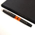 Conklin Word Gauge Carbon Stealth Fountain Pen - Orange Medium  Steel Nib