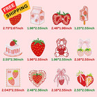 12 Pcs Girly Strawberry Iron On Patches Cute Fruit With Bows Embroidered Pink 