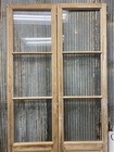 Antique French Double Doors  46x101  3 Pane Glass  European Reclaimed G197