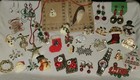 35 Pc vintage Christmas     Jewelry Lot earrings Brooches Pins Etc wearable Resell