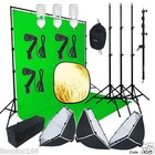 10x13ft Chromakey Green Screen Studio Lighting Kit W  Backdrop Stand Light 